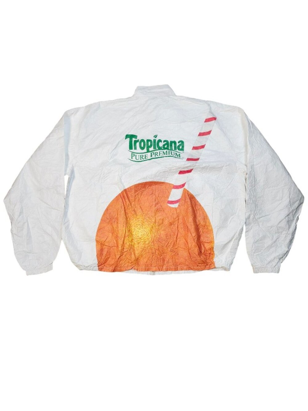 Tropicana Pure Premium Promotional Rainbreaker Jacket Large White & Orange Tyvek